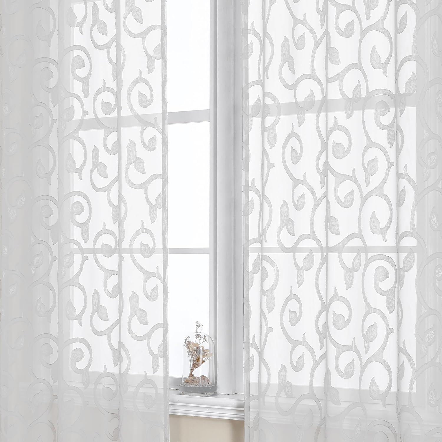 2 Rideaux Semi-transparents Gris - 182,9 Cm De Long, Texture Lin, Passe-tringle 7,6 Cm, Salon/chambre
