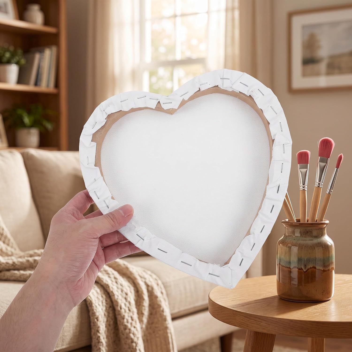 Heart Shape Canvas 4pcs for Painting, Cotton Panel Boards