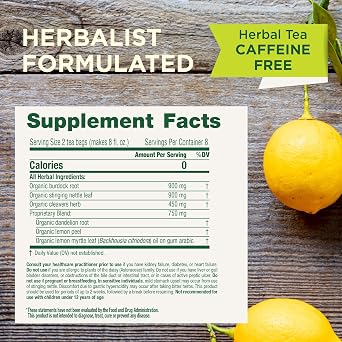 Traditional Medicinals Tea, Organic EveryDay Detox Lemon, Supports Healthy Skin & Liver Function, Detox, Kosher, Non-GMO, Caffeine-Free, Compostable - 96 Tea Bags (Pack of 6)