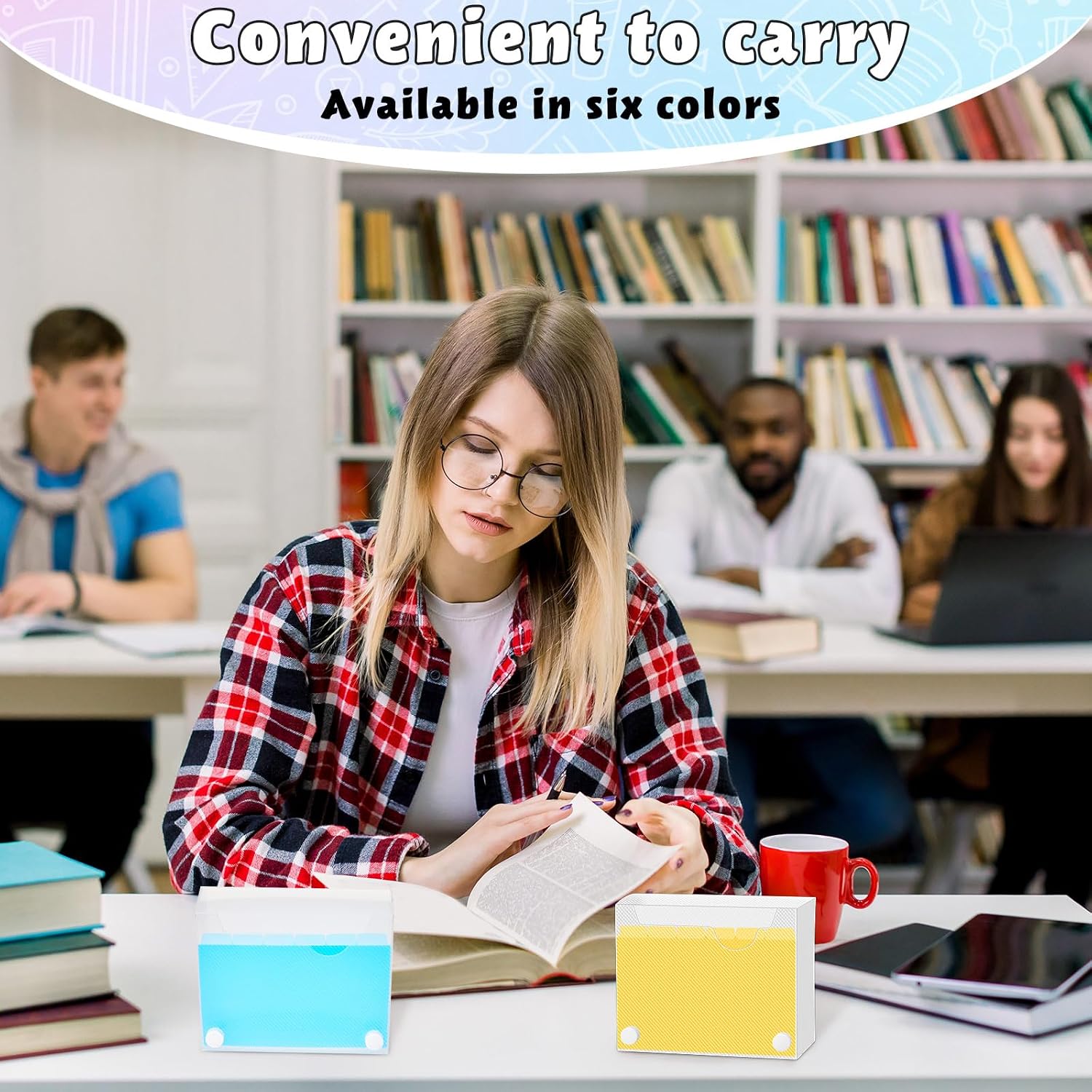 Tenceur 12 Pcs Index Card Case 3" x 5" Index Card Holder with Colorful Tab Dividers Plastic Flash Card Organizer Notecard Box for Storing Recipe Cards Office School