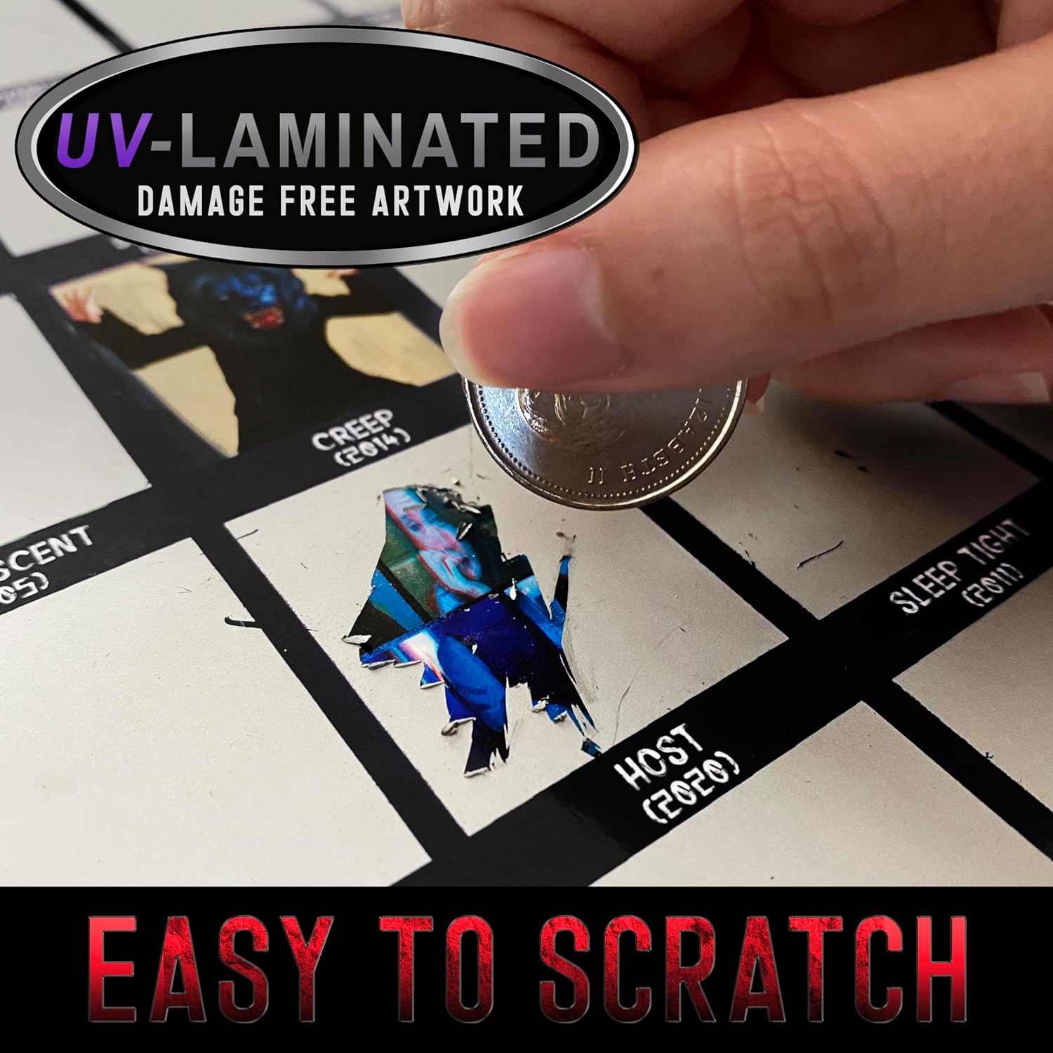 scrachit - Top 100 Horror Movies Scratch Off Poster - For Hardcore Horror Fanatics - Great Scary Movie Gifts for Horror Lovers- 23x17 image 4