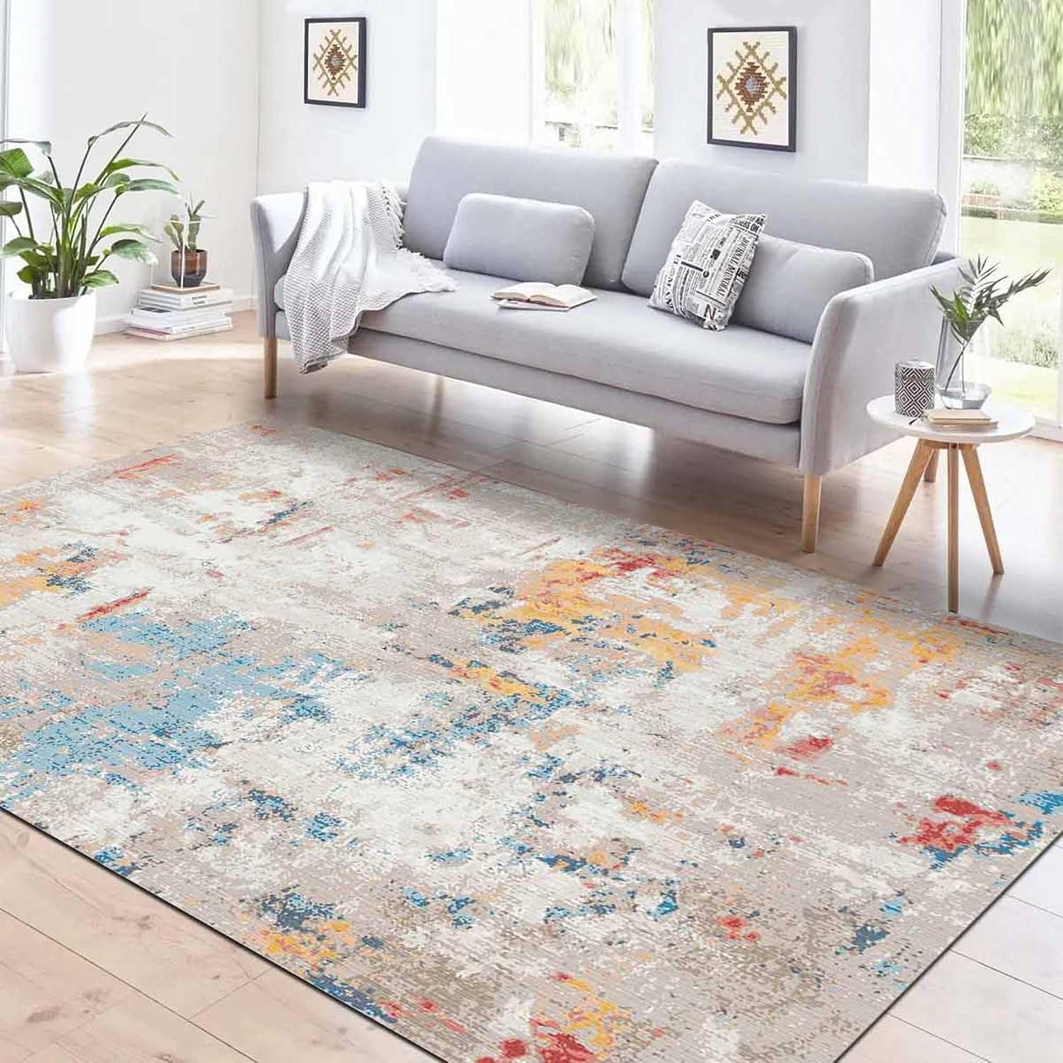 Latte Dizayn Laray Desenli Kadife Pamuk Tabanlı Yıkanabilen Kaydırmaz Antibakteriyel Salon Halısı 120x180