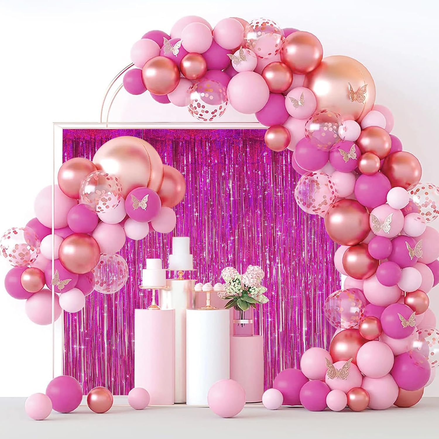 Paquete de 3 telón de fondo rosa de 3.3 x 8.2 pies para decoraciones de ...