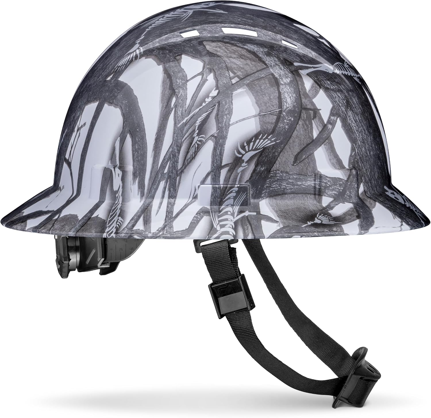 ACERPAL Full Brim Vented Tattoo/Skull Design Gloss Finish OSHA Hard Hat with 6-Point Suspension