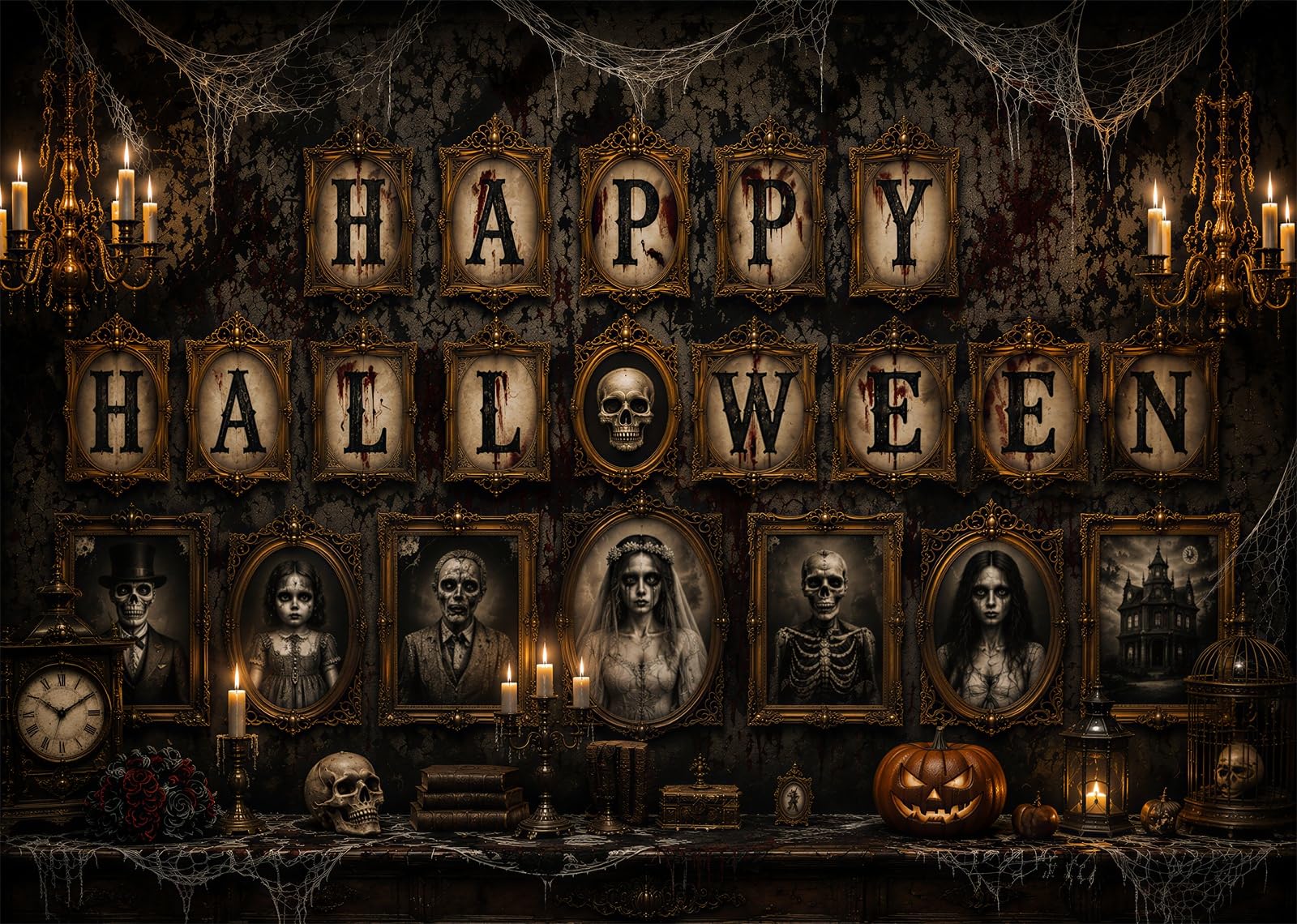10x8FT (3x2.5m) Ritratti Lettere Happy Halloween Sfondo Fotografico