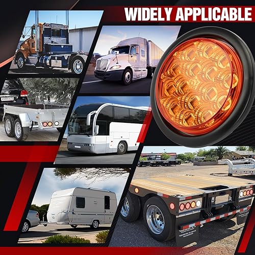 Miniatura 7 de NBXPOW 2 luces LED de remolque de 4 pulgadas, luces traseras de freno y giro con ojal y enchufe, lámparas de marcador de espacio lateral selladas al