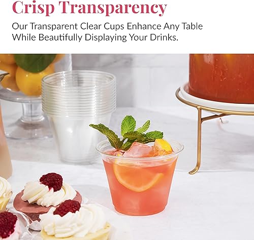 Vista 39 de Vasos de plástico transparente de 9 oz, vasos desechables pequeños, vasos antiguos de moda, 200 unidades, vasos de plástico duro, ideal para vino