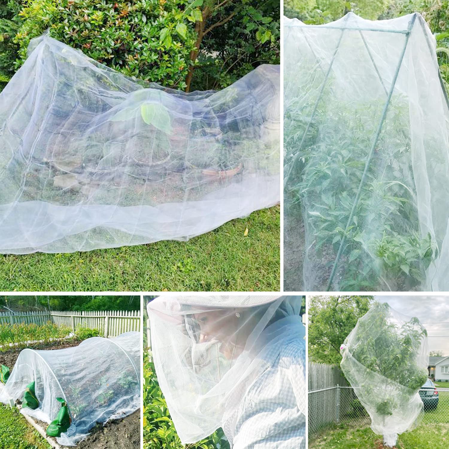 Powmag Siatka ogrodowa na warzywa, siatka przeciw owadom o drobnych oczkach, siatka ochronna na warzywa, szerokość 3 m, długość 5 m, siatka chroniąca przed owadami do ogrodu warzywnego, ogrodu, roślin (biała)