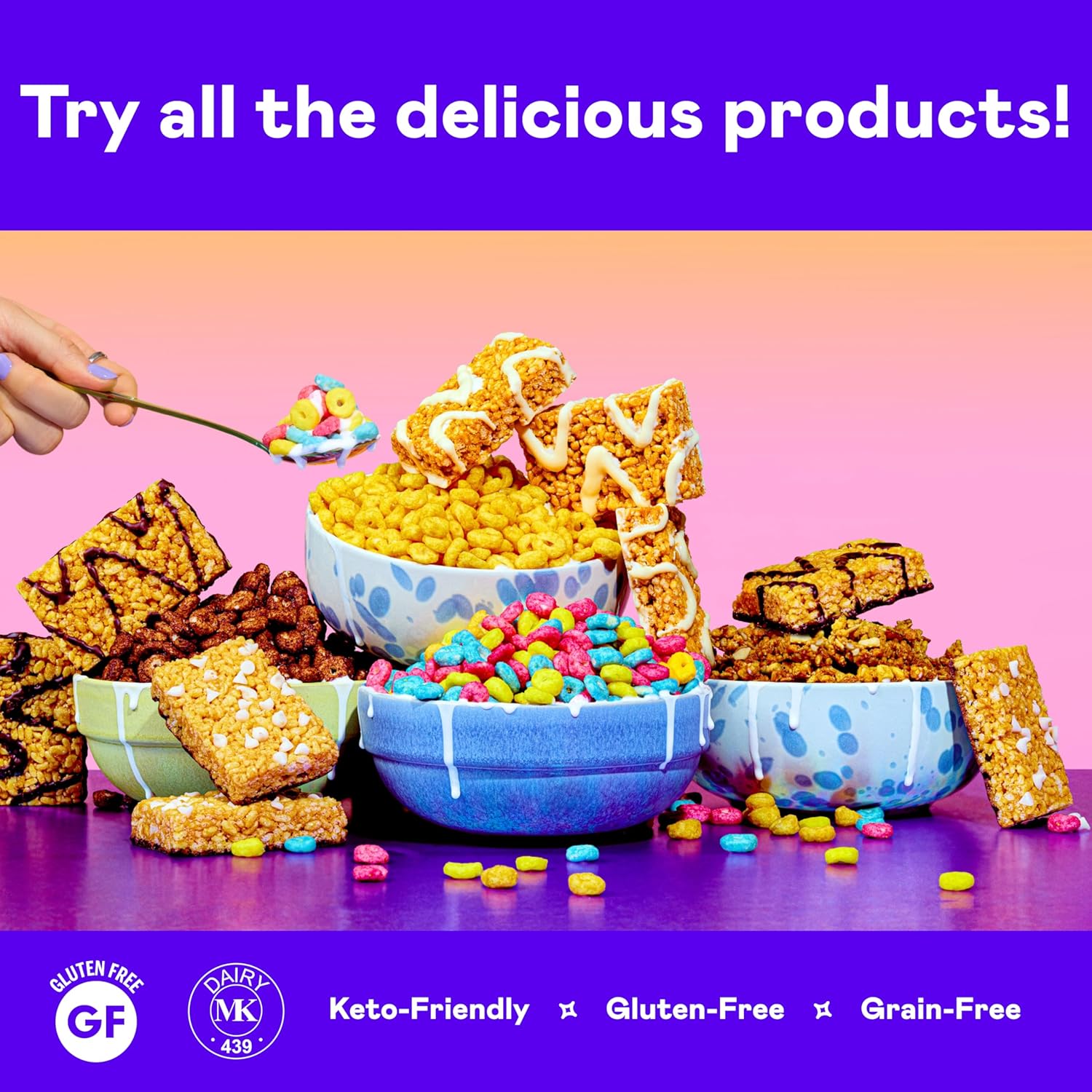 Magic Spoon Treats - 16 High Protein Bars: 4 Blueberry Muffin, 4 Double Chocolate, 4 Marshmallow, 4 Chocolate Peanut Butter - High Protein Gluten Free Snack - Sugar & Gluten Free Protein Cereal Bar