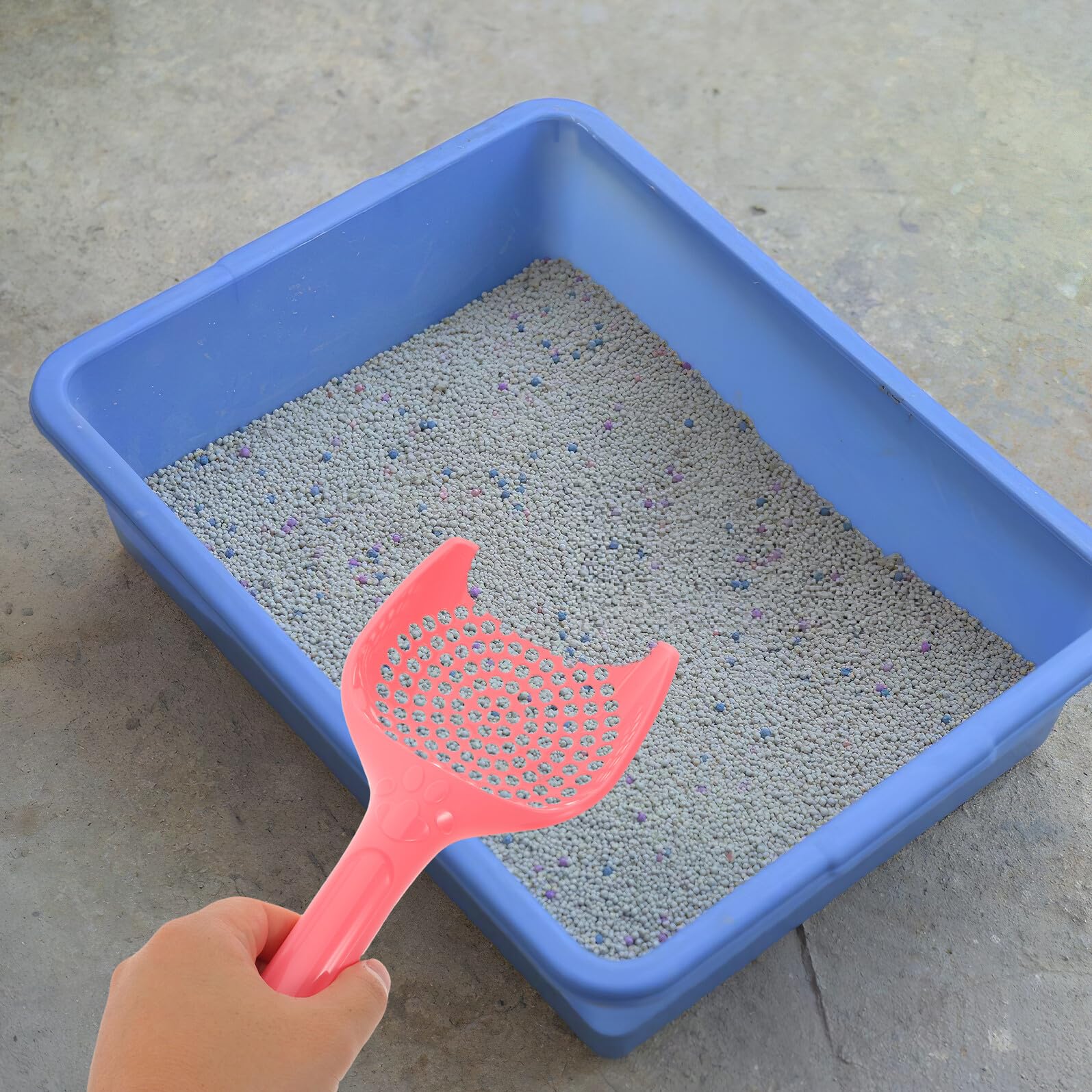Hohopeti 15 Pezzi Paletta Lettiera Gatti Plastica con Fori Fini per Setaccio Efficiente Scoop Portatile per Pulizia Lettiera Animali Resistente e Adatta Gatti e Cani Rosa Blu Verde