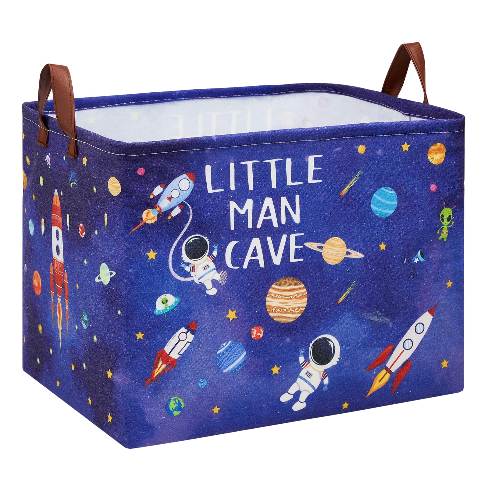 Cesta de lavandería con cohetes de astronauta, cesta de almacenamiento espacial con citas inspiradoras, caja de juguetes para decoración de habitación de niños, caja de juguetes rectangular para