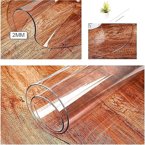 Miniatura 2 de Mantel redondo de PVC, protector de mesa de plástico transparente de 0.079 in de grosor, impermeable, lavable, de vinilo, para mesa de centro,