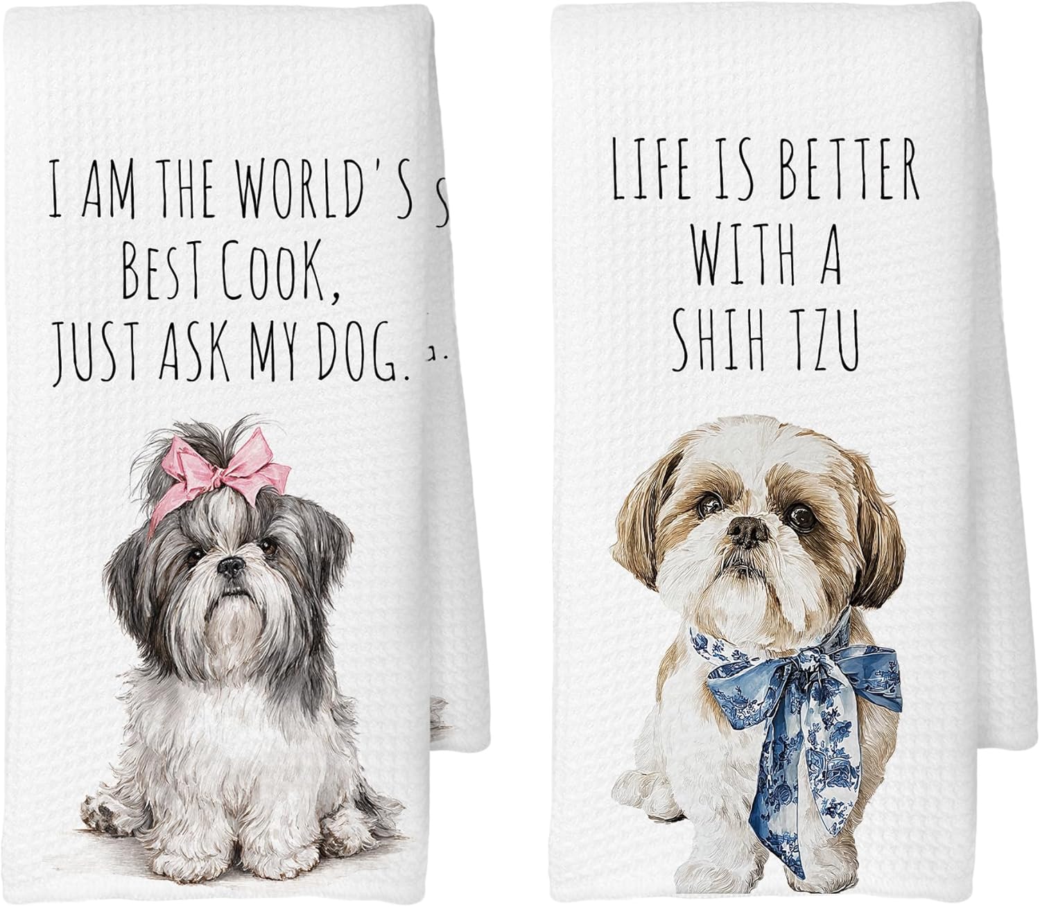 Funny Chinoiserie Shetland Sheepdog Kitchen Towels, Dog Lovers Gifts for Women, Fun...