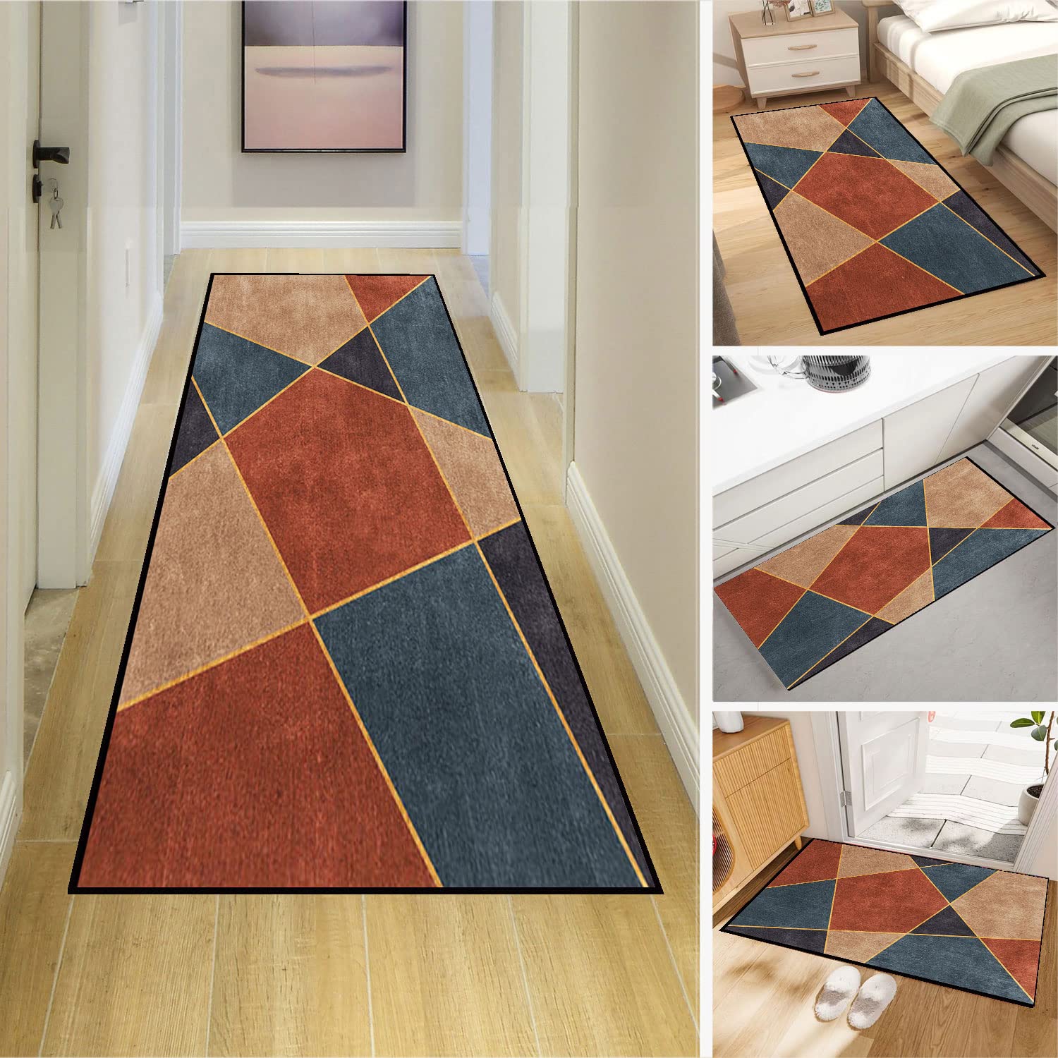 Dmkjdzsw Carpet Runner，Non Slip Backing for Kitchen Floor，Long Hallway Hall Runner Narrow Rugs - Cotton Pile