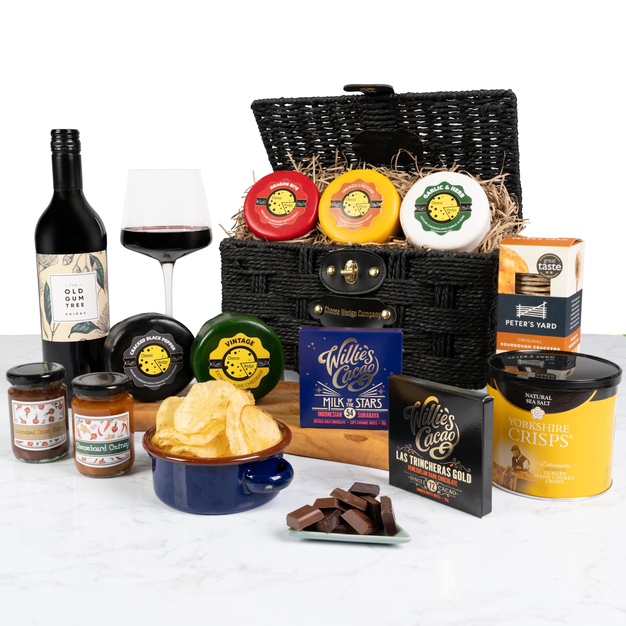 Luxury Cheese & Wine Hamper | Wine and Cheese Hamper Gift Set and Accompaniments