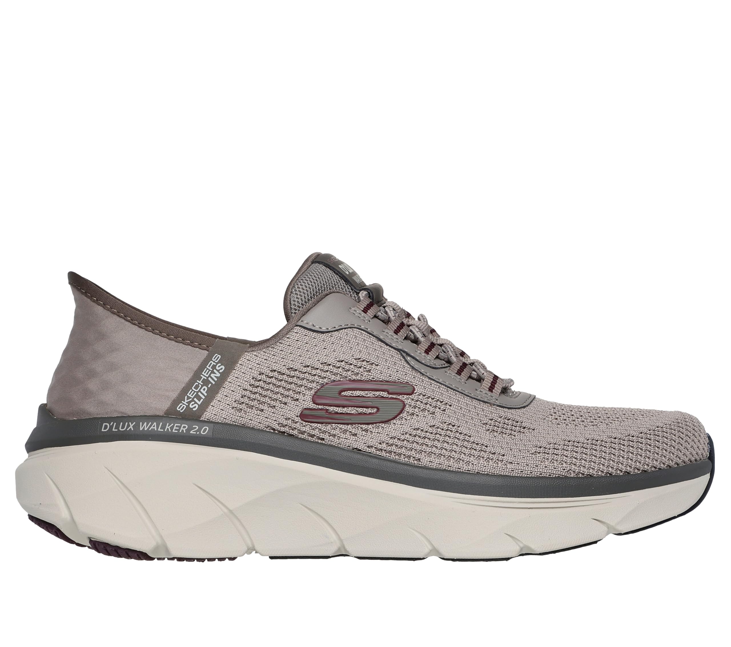 Skechers D'lux Walker 2.0 Rezinate Sneaker Da Uomo Senza Lacci Dalla Calzata Comoda, Talpa, 42 Eu-image