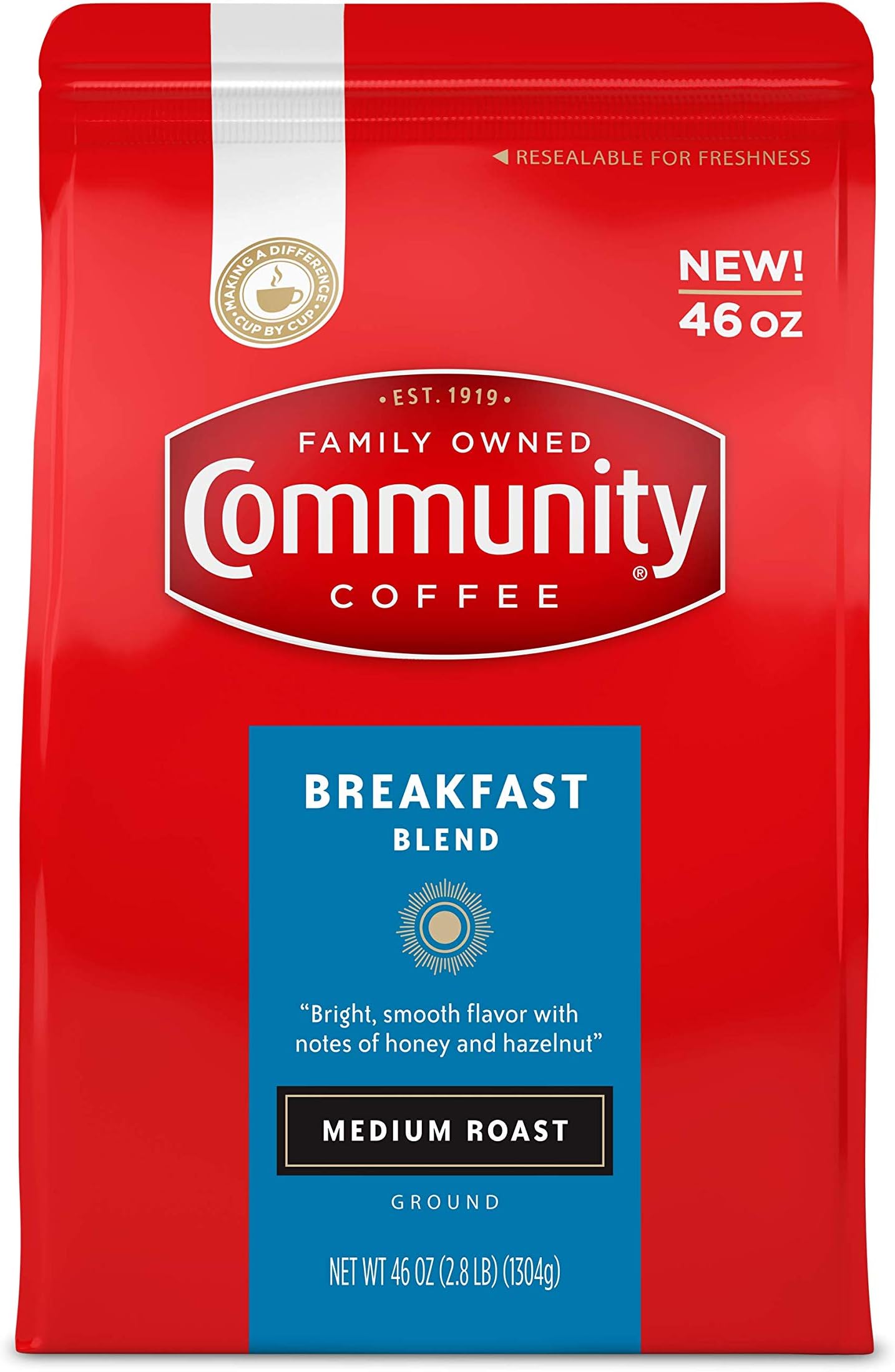 Community Coffee Breakfast Blend Medium Roast Ground 46 oz Bag