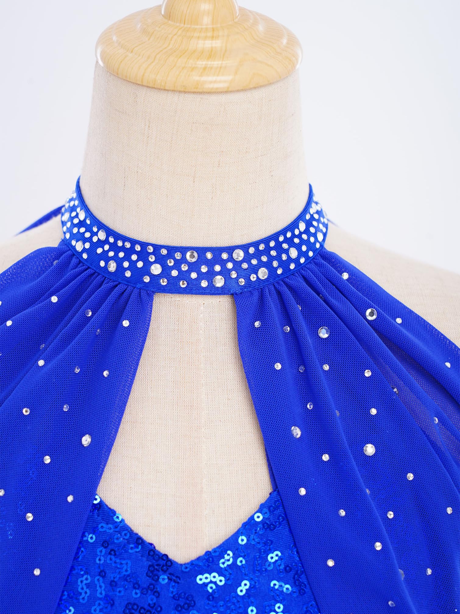 TiaoBug Costume da Ballo Latino Americano Tango Bambina con Frange Paillettes Vestito da Danza Classica Moderna con Nappe Strass Abito da Pattinaggio Artistico Lucido