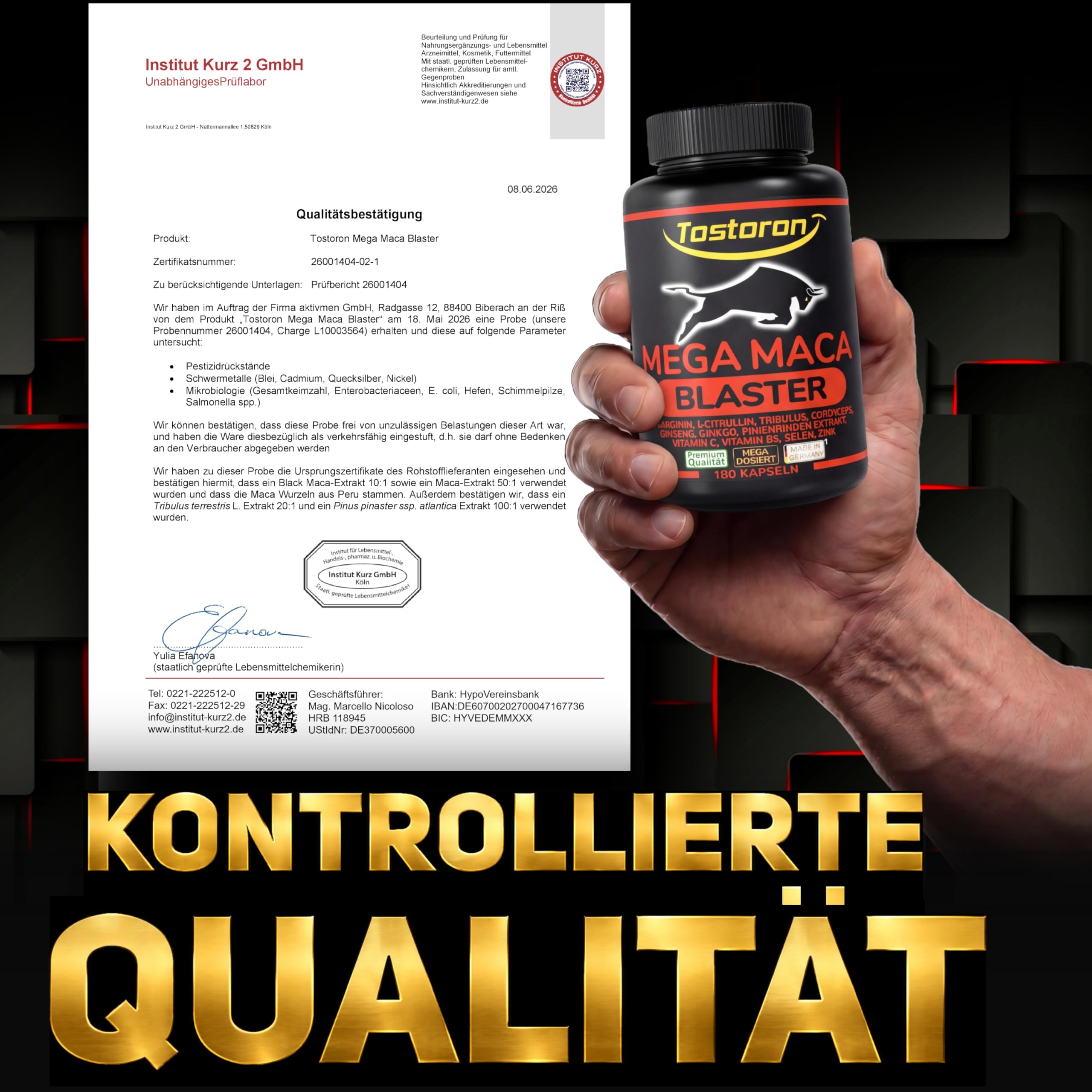 Tostoron MEGA MACA BLASTER hochdosiert - hol dir jetzt den TOSTORON HAMMER direkt nach Hause! 180 Kapseln MACA SCHWARZ, L-Arginin + Citrullin, Tribulus, Cordyceps, Pinie, Selen, Zink 1 Dose (1x158,4g)