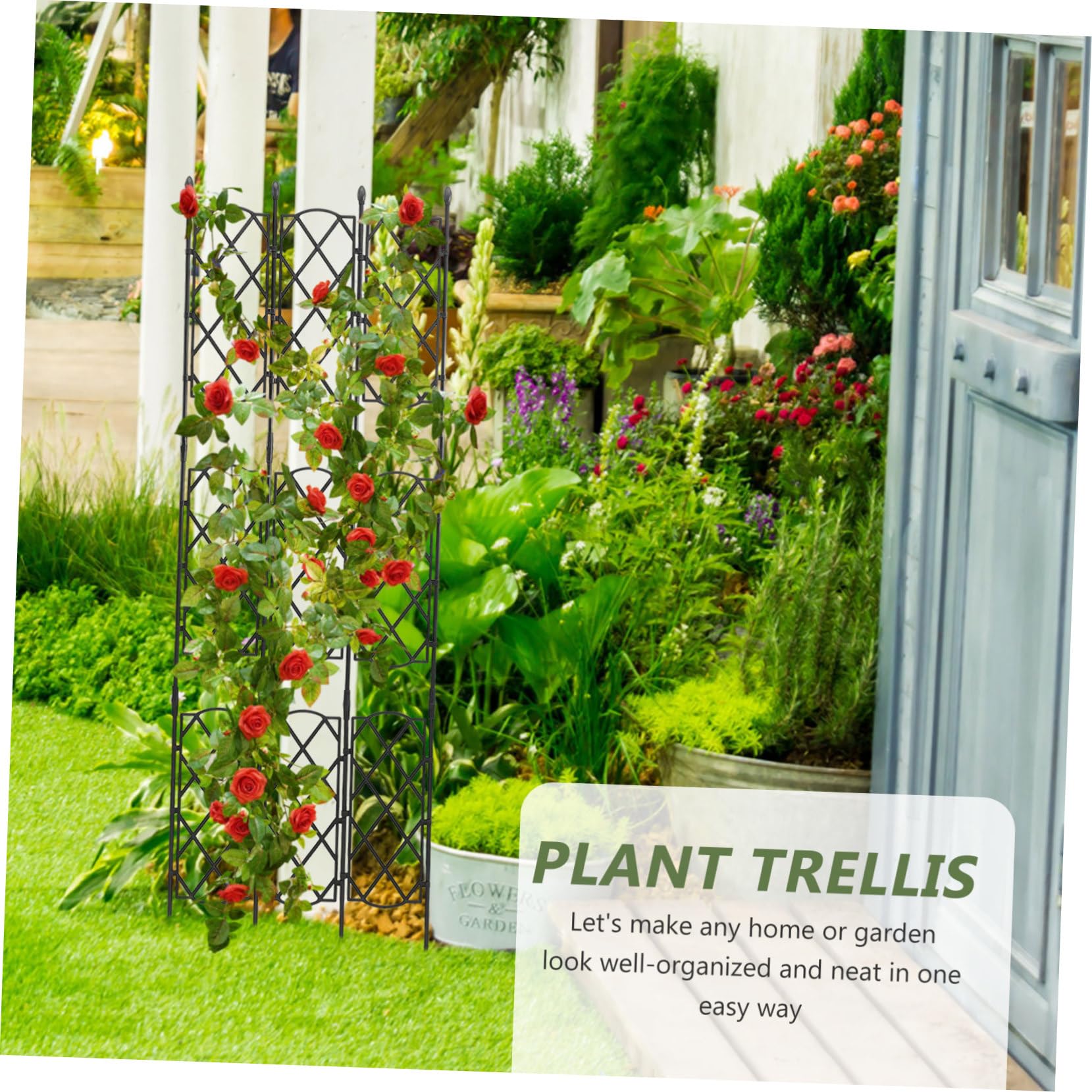 Treillis de Jardin pour Plantes Grimpantes, 1 Set, Acier Plastique
