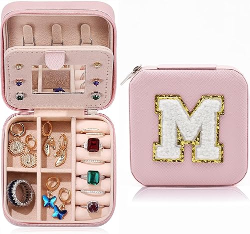 MODENGKONGJIAN Joyero de viaje para mujer, a la moda, para anillos, collares, aretes, joyería, caja organizadora, pequeña, portátil, personalizada,