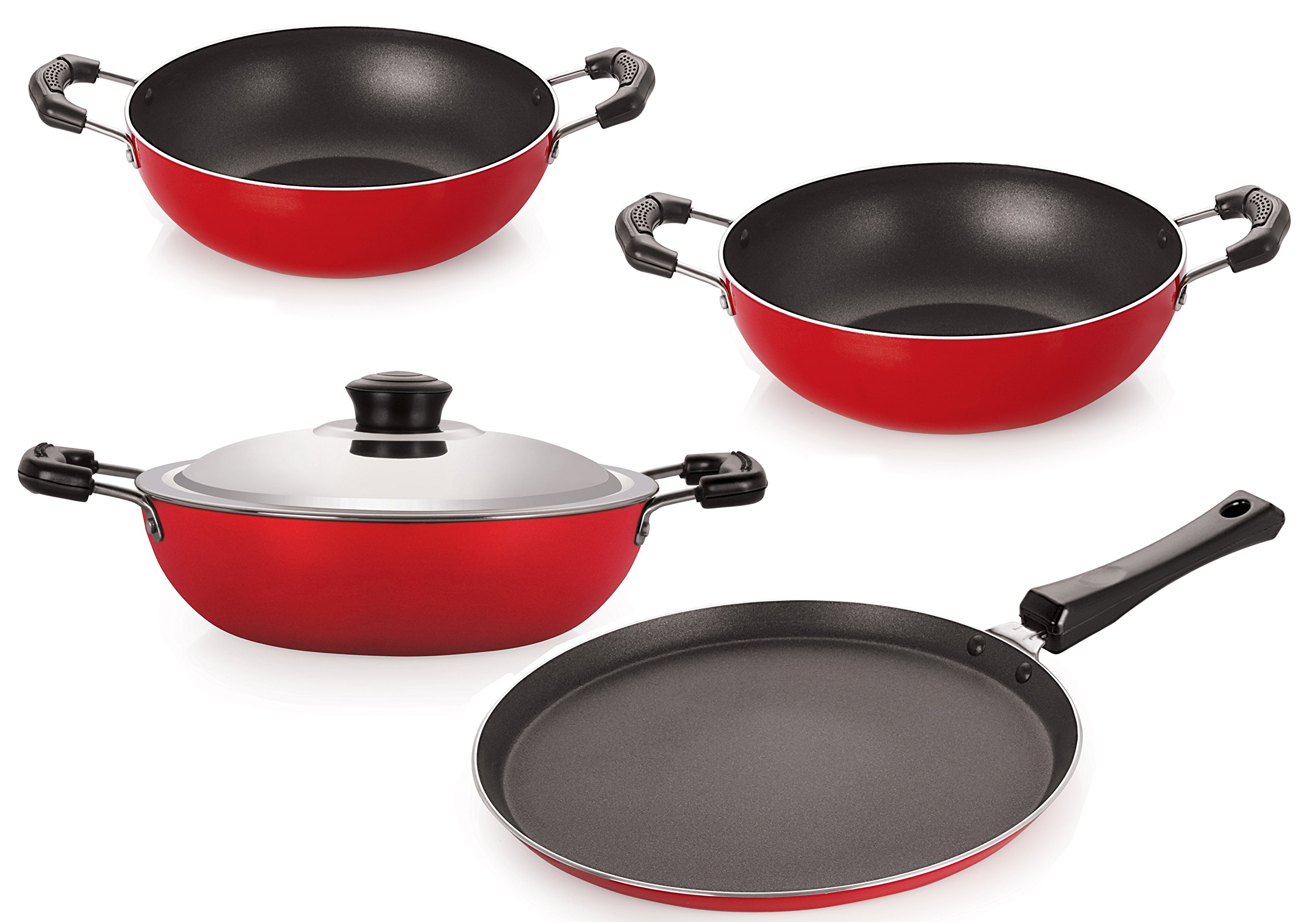 Nirlon Non-Stick Kitchenware Kitchen Cooking Utencil Combo Set Offer, (KD12_KD14_DKDB_FT10),BPA Free
