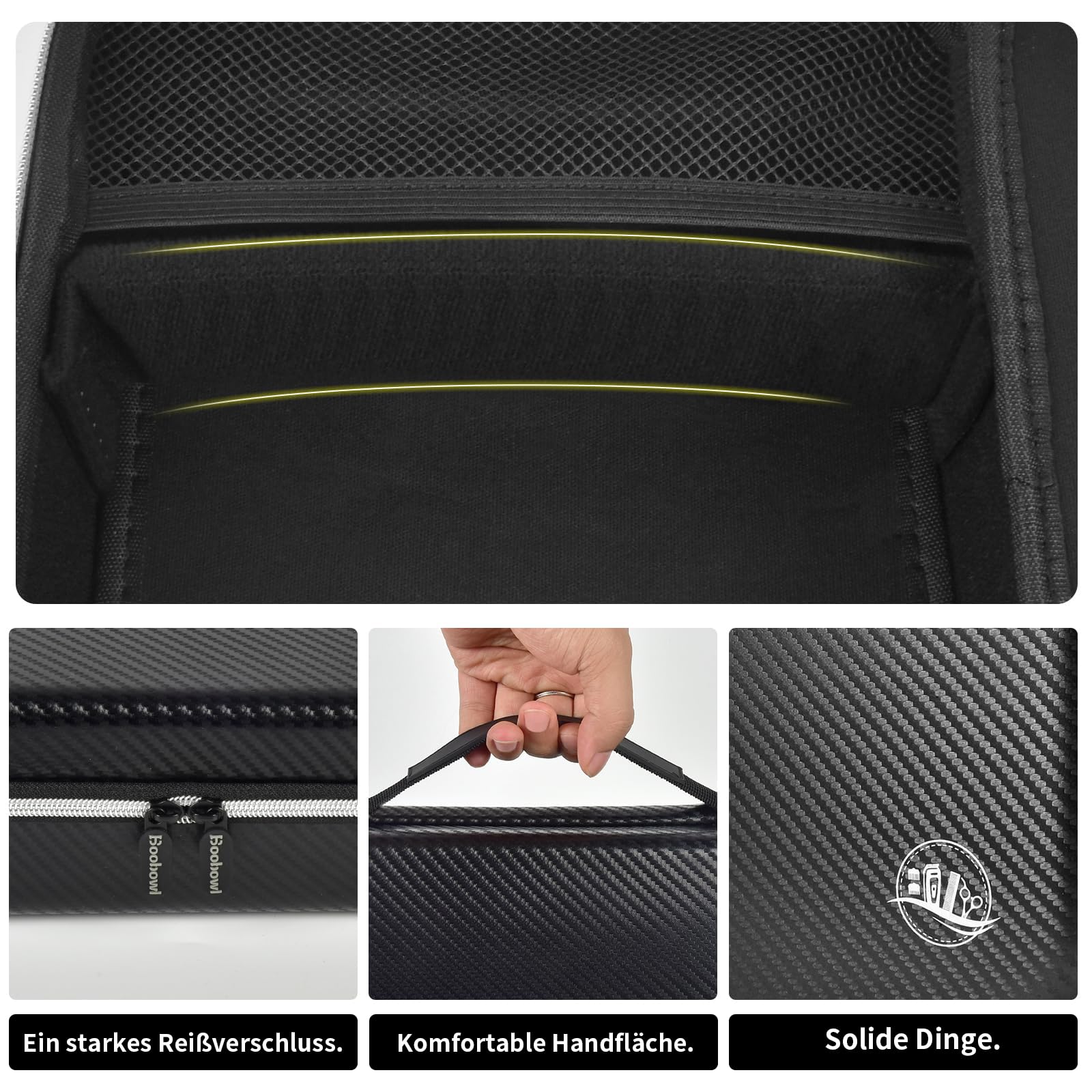 Boobowl Haarschneider Zubehör Tasche für Clipper und Zubehör, Men Hair Trimmer Box, Portable Clipper Aufbewahrungshalter für Haarschneiden, Guard Grooming Kit (nur Box) (Schwarz Silber)