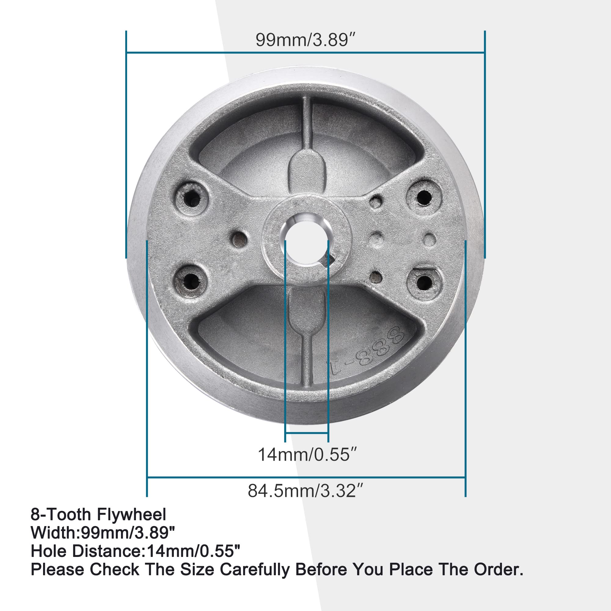 Image secondaire de GOOFIT Volant de démarreur à Rappel en Alliage Starter d'inertie en Aluminium Remplacement pour Moteur 2 Temps 47cc 49cc Remplac