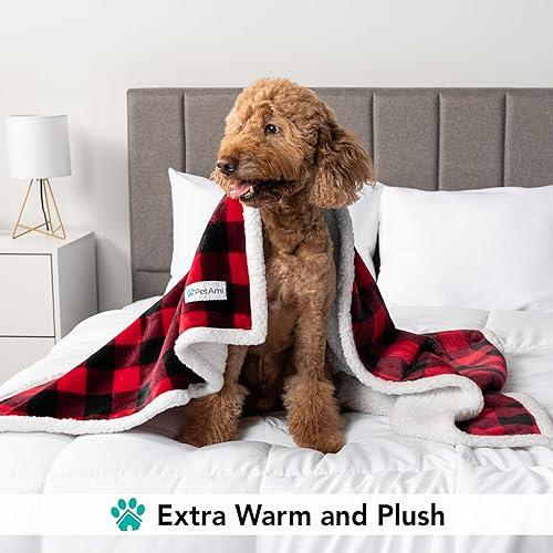 Miniatura 4 de Manta para perro PetAmi, manta Sherpa para perro  Manta de felpa, reversible, cálida para cama de perro, sofá, auto