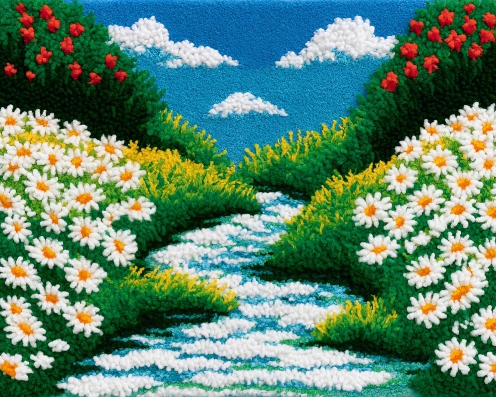 Wallphantom Latch Hook Rug Kits for Adults Beginners,Stream Daisies
