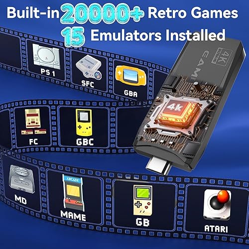 Miniatura 2 de Consola de juegos retro inalámbrica Retro Game Stick incorporado más de 20000 juegos clásicos 4K salida HDMI Plug and Play Videojuegos para TV, con