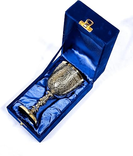 Miniatura 4 de Latón vintage, copa de vino real, 1 pieza, regalo medieval renacentista, copa de cáliz vintage, vasos de chupito de latón resistentes seguros para