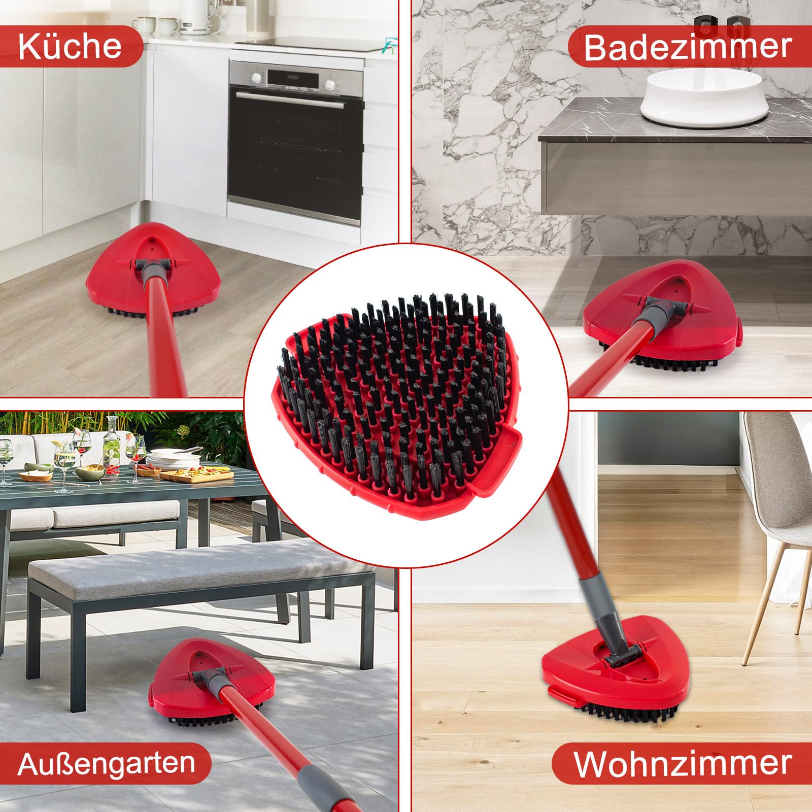 Lot de 2 brosses à dents améliorées compatibles avec Vileda EasyWring 1 réservoir, Scrubber Mop Attachments for Vileda Brush Head, Hard Bristle Cleaning Brush for Floor Bathroom Kitchen Wall Tile