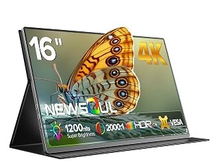 Newsoul 4K Portable Monitor, 3840 * 2400 UHD 16" Gaming Monitor 1200Nits 2000:1 100% sRGB IPS FreeSync Laptop Monitor with VESA & Cover Built-in USB-C HDMI Outdoor Screen for Phone Game Console - Amazon product rated Grade A