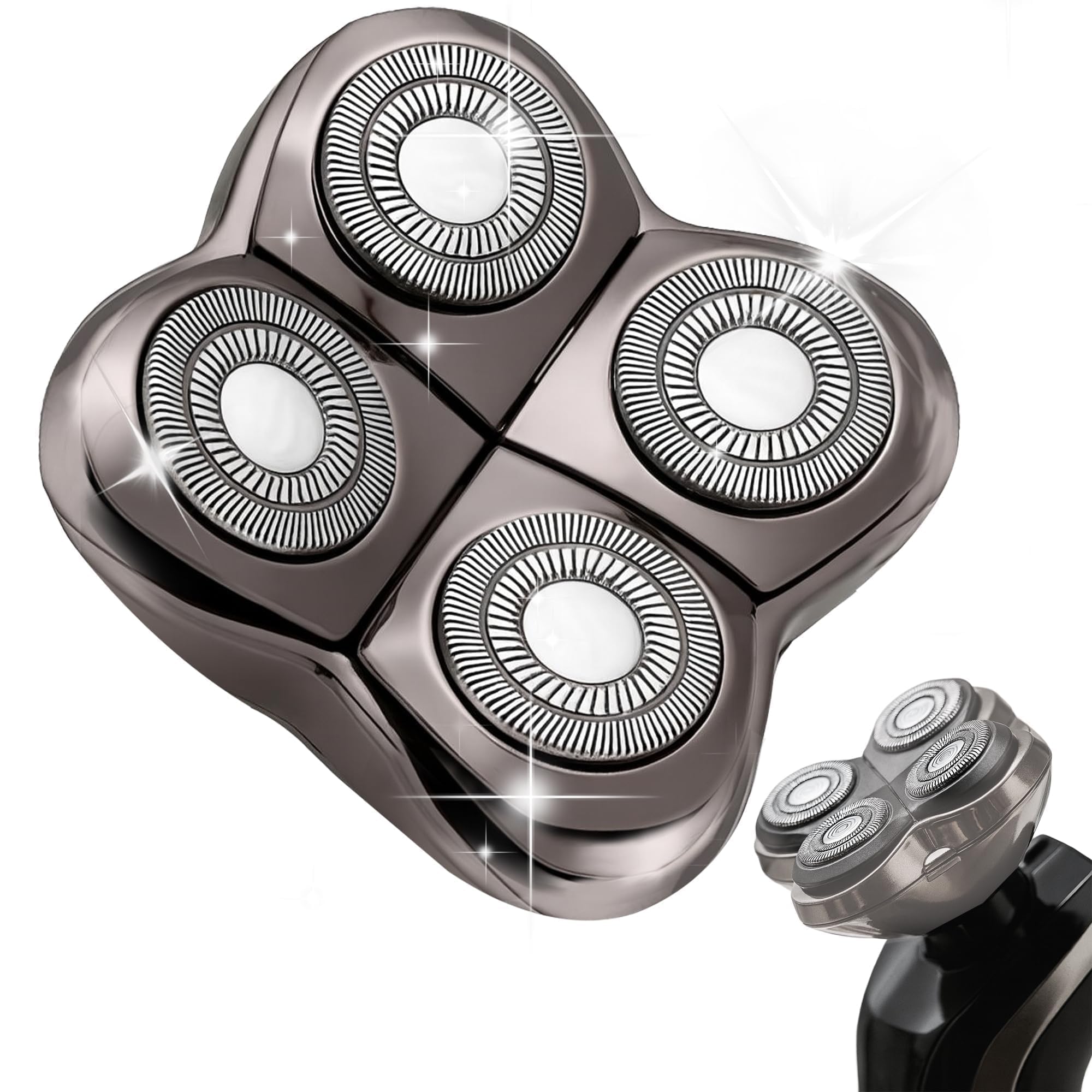 Cabezal de repuesto PRO 4, 4 cuchillas de acero inoxidable, compatible con afeitadora Skull Shaver Pitbull para cabeza, cara y cuerpo, uso seco y húmedo, fácil limpieza, negro