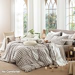 MooMee Gingham Ensemble de couvertures de couettes 100% Linge de coton lavé comme la Reine. Doux, respirant & Confort durable. Léger. Fermeture éclair cachée avec 8 Liaisons de coin intérieur