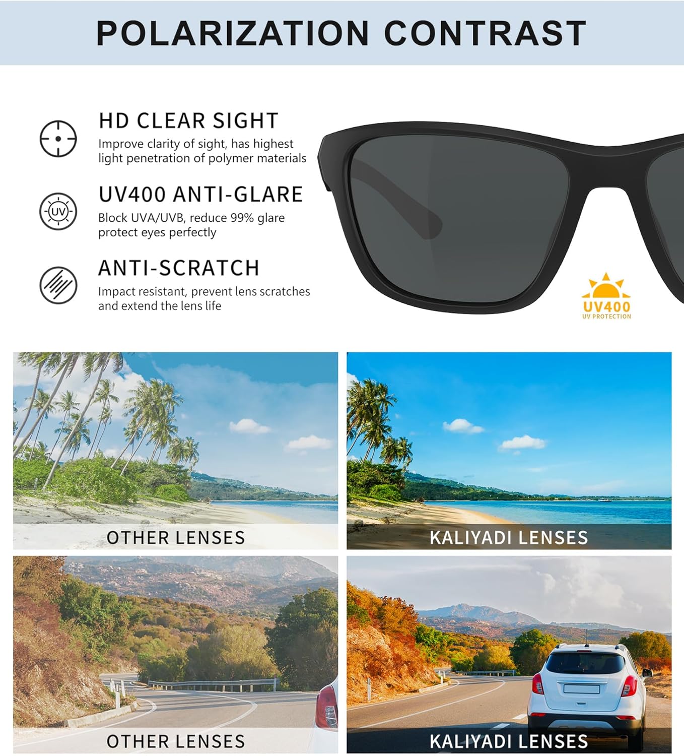 KALIYADI Polarized Sunglasses Men Womens-Sunglasses: Sun Glasses Lightweight Frame for Driving Fishing UV400 Protection - Image 6