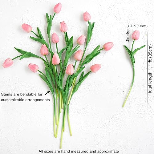 Miniatura 9 de FiveSeasonStuff - Flores artificiales de tulipanes, se sientes reales al tacto, ideales como ramo de boda, decoración del hogar, fiesta, arreglos