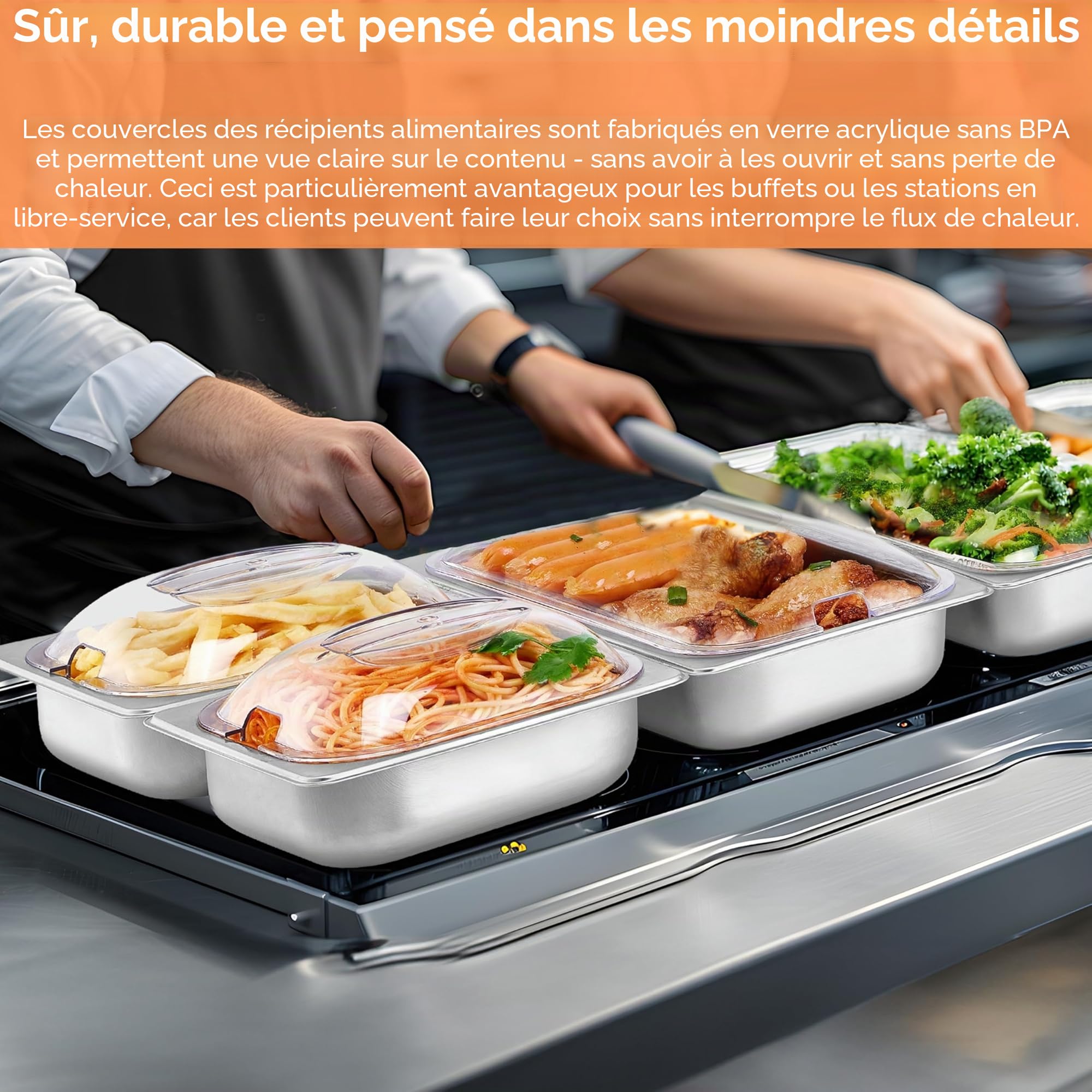 Steinborg Chauffe-plat - 300 W - 4 récipients - Chauffe-plats - Pour buffet et restauration