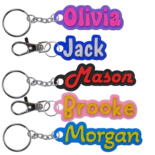 Custom Keychain Multiple Fonts, Hard Plastic Personalized Key Chain, Customized Name Text Tag