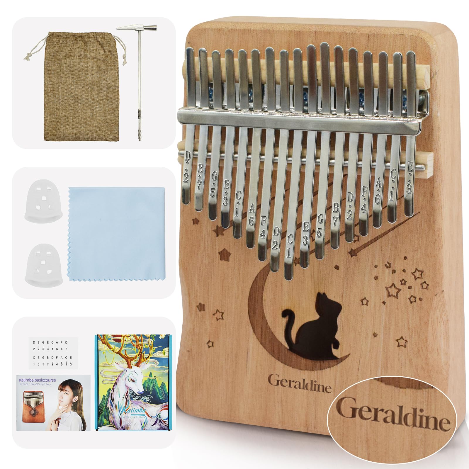17 Key Kalimba Thumb Piano - Personalized with Your Name, Engravable Finger Piano, Perfect Musical for Birthdays &amp; Holidays-D