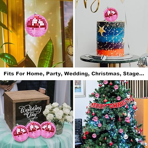 Miniatura 4 de Bolas de espejo con cuerda para colgar, bola de discoteca de 4 pulgadas para fiestas, DJ, club, escenario, decoración de pasteles de boda,