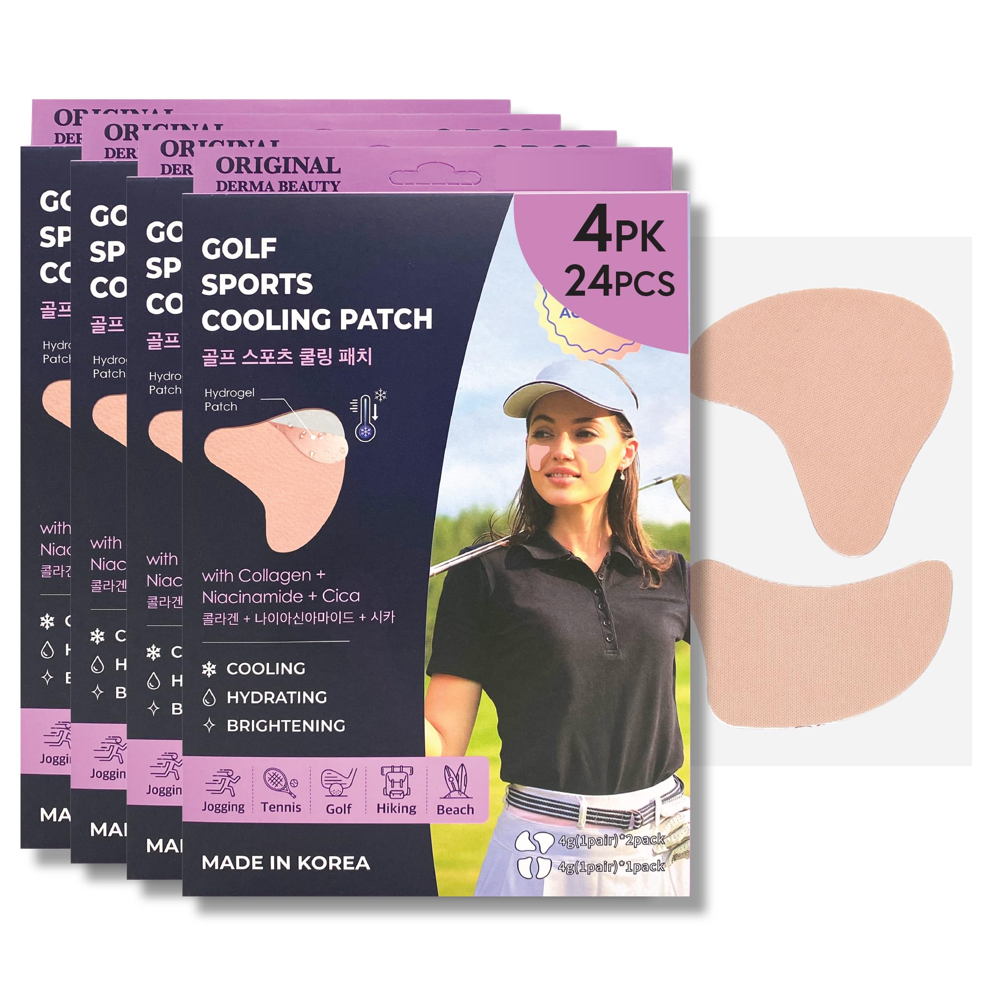Sun Patch 4PK, Reusable Under Eye UV Protection for Golf, Hiking, Driving, Outdoor Sports | Cooling Sunblock Patches, Scar & Sun Damage Protection, Mother's Day Gift (Women 4PK)