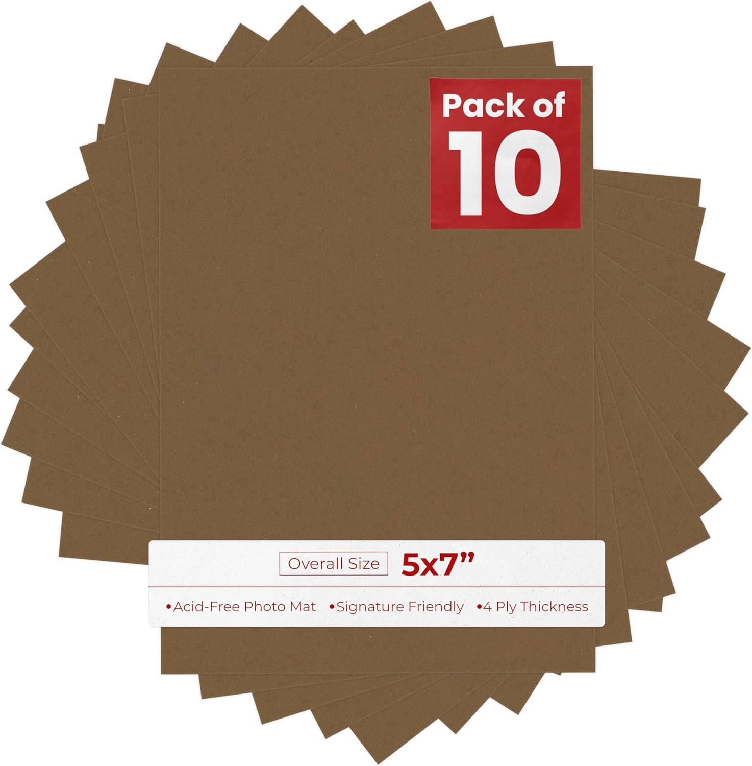Brown 5x7 Backing Board - Uncut Photo Mat Board (10-Sheets)