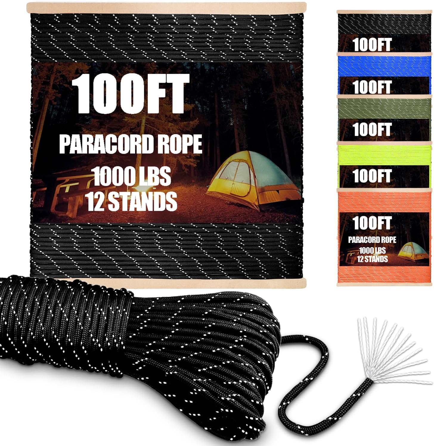 100ft 4mm CooBigo Reflective Paracord Rope – 1000 lb Strength for Outdoor Gear 100ft 4mm CooBigo Reflective Paracord Rope – 1000 lb Strength for Outdoor Gear