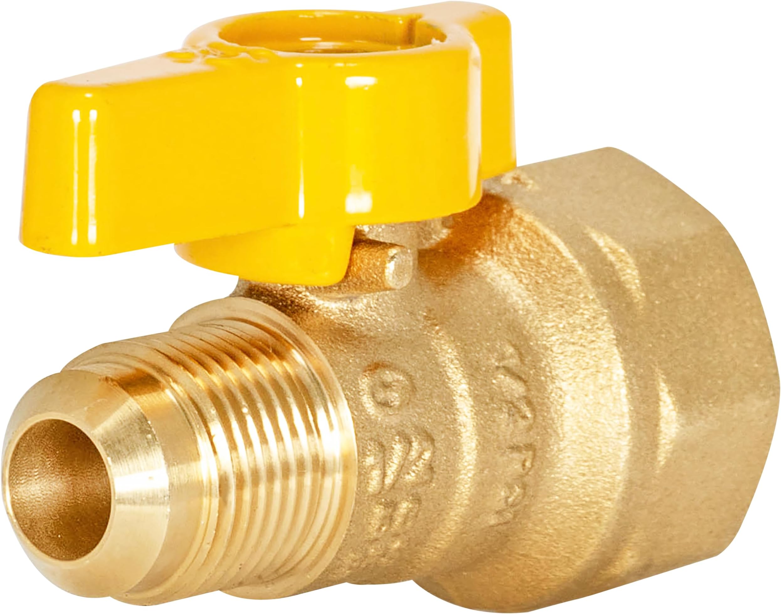 3/8 Inch OD Flare x 1/2 Inch FIP Gas Ball Valve, Brass Connectors and Fittings for Natural Gas and Liquid Propane, 60001B