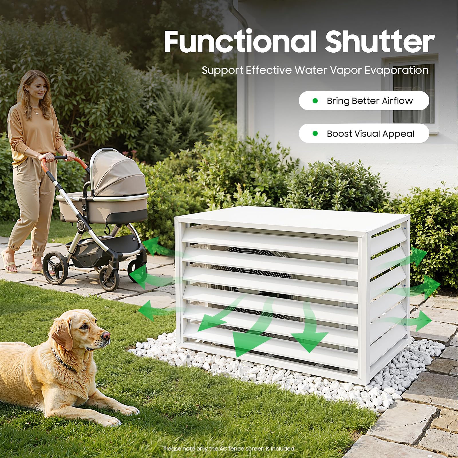 Cache Climatiseur Exterieur Grille Pour Climatiseur Clôture Pour Appareils,Rectangulaire Couverture De Climatiseur,Écran De Protection,Pour Jardin, Cour, Piscine, Terrasse (Blanc)