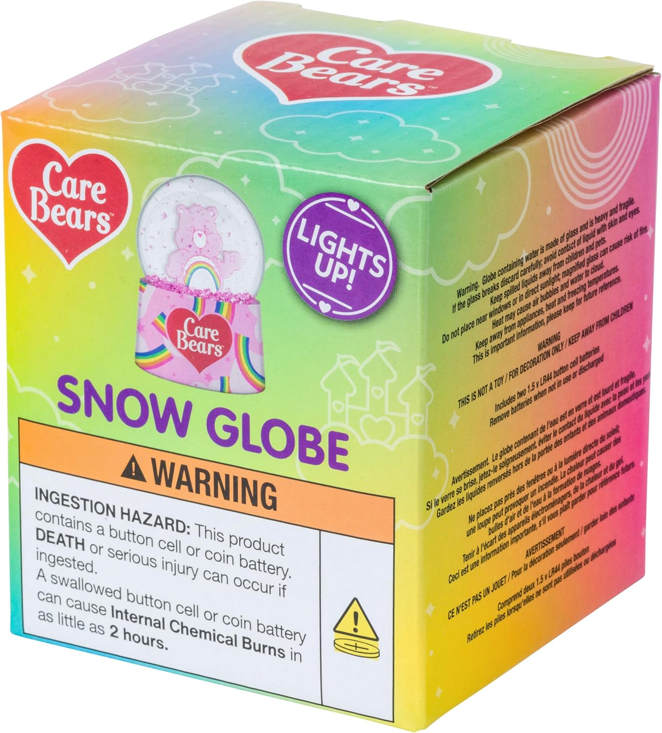 Silver Buffalo Care Bears Mini Light Up Snow Globe│Cheer Bear│3.8 Inches Tall, 45mm (Small)