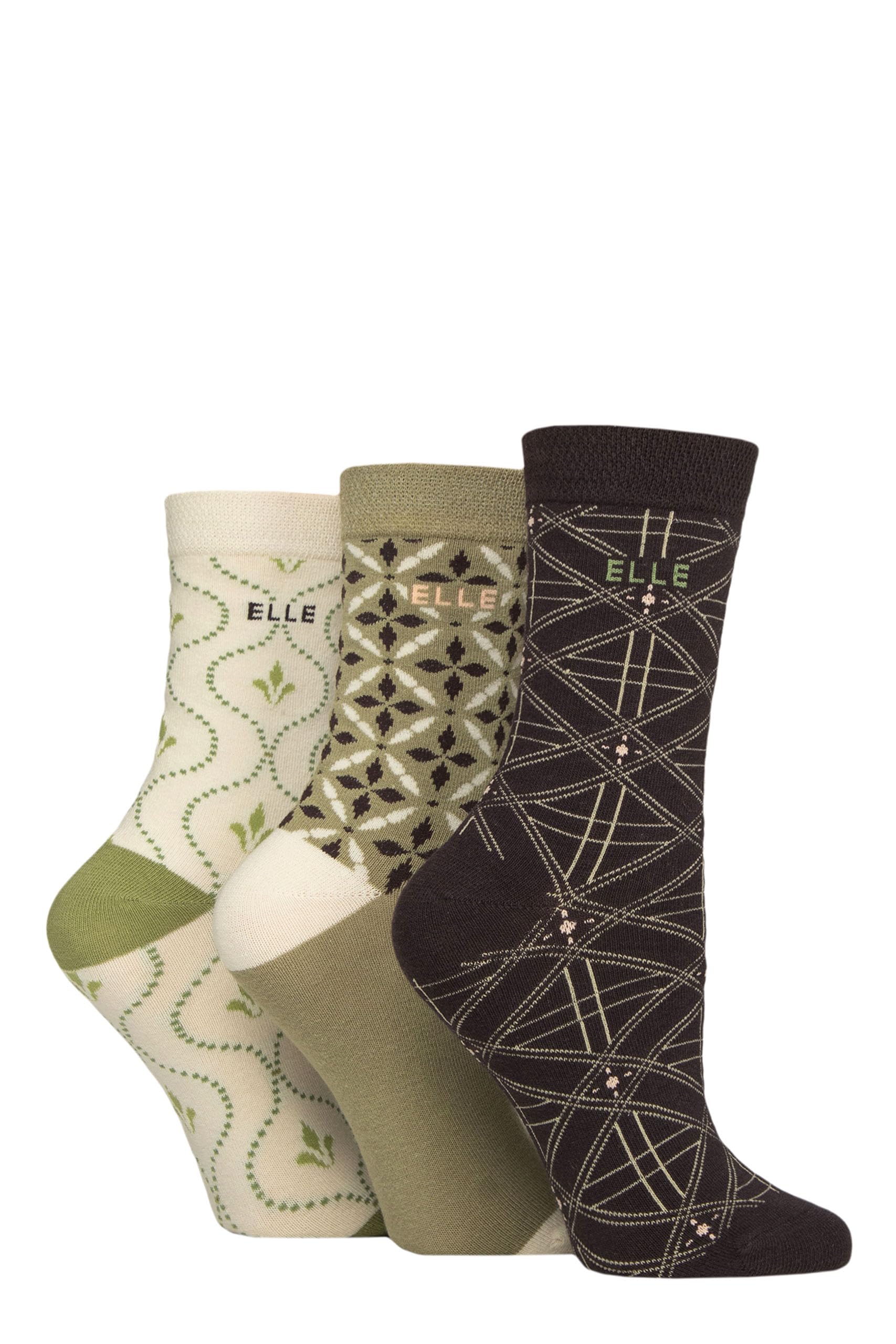 Elle Women's Patterned Forager Soft Cotton Socks - Plain, Striped And Patterned With Hand Linked Toes Multipack Of 3 Pairs Size 4-8 (Uk, Numeric, 4, 8, Regular, Regular, )