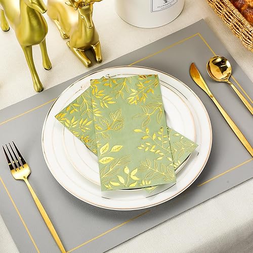 Miniatura 4 de Pasimy 100 servilletas de color verde salvia a granel de 2 capas desechables de papel de eucalipto de papel de eucalipto verde salvia verde salvia